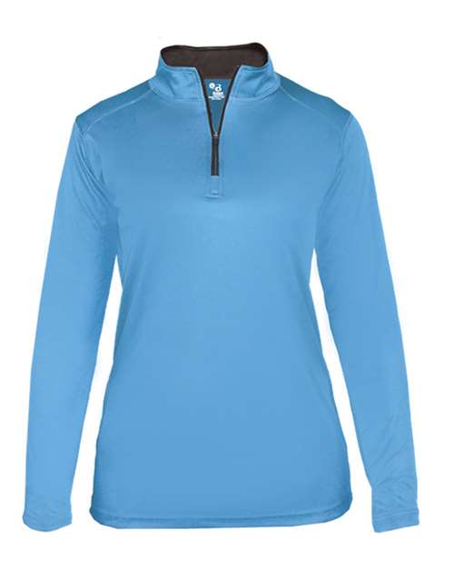 Badger 4103 Women’s B-Core Quarter-Zip Pullover - Columbia Blue/ Graphite - front