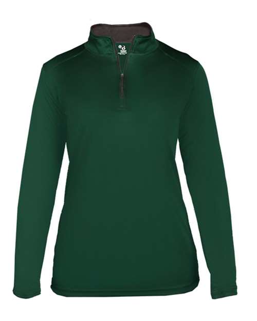 Badger 4103 Women’s B-Core Quarter-Zip Pullover - Forest/ Graphite - front
