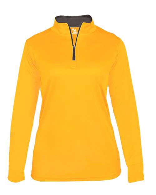 Badger 4103 Women’s B-Core Quarter-Zip Pullover - Gold/ Graphite - front