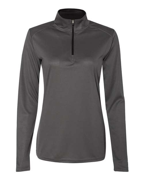 Badger 4103 Women’s B-Core Quarter-Zip Pullover - Graphite/ Black - front