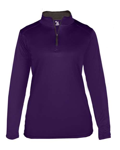 Badger 4103 Women’s B-Core Quarter-Zip Pullover - Purple/ Graphite - front