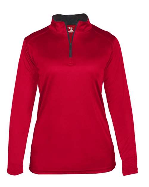 Badger 4103 Women’s B-Core Quarter-Zip Pullover - Red/ Graphite - front