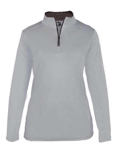 Badger 4103 Women’s B-Core Quarter-Zip Pullover - Silver/ Graphite - front