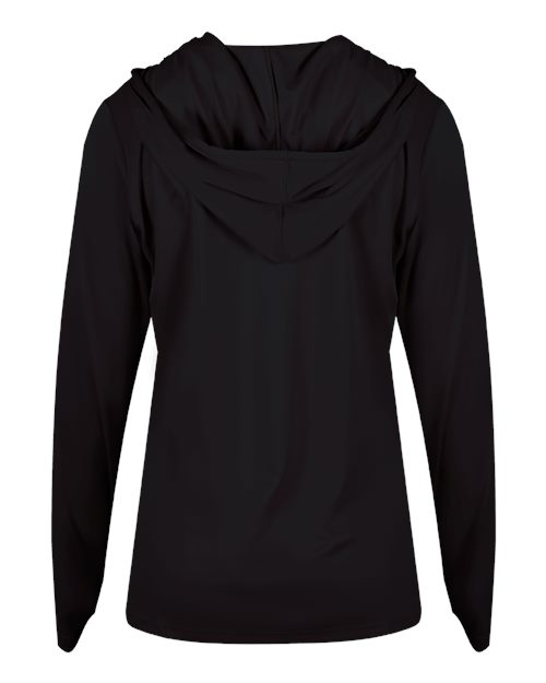 Badger 4165 Women's B-Core Hooded Long Sleeve T-Shirt - Black - back