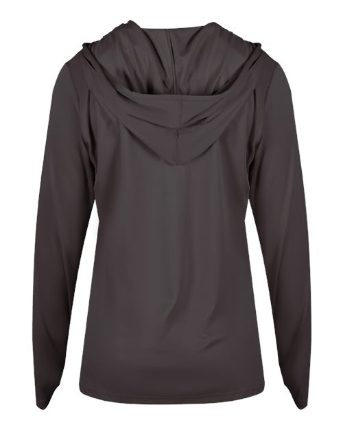 Badger 4165 Women's B-Core Hooded Long Sleeve T-Shirt - Graphite - back
