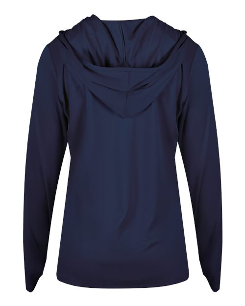 Badger 4165 Women's B-Core Hooded Long Sleeve T-Shirt - Navy - back