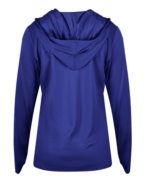 Badger 4165 Women's B-Core Hooded Long Sleeve T-Shirt - Royal - back