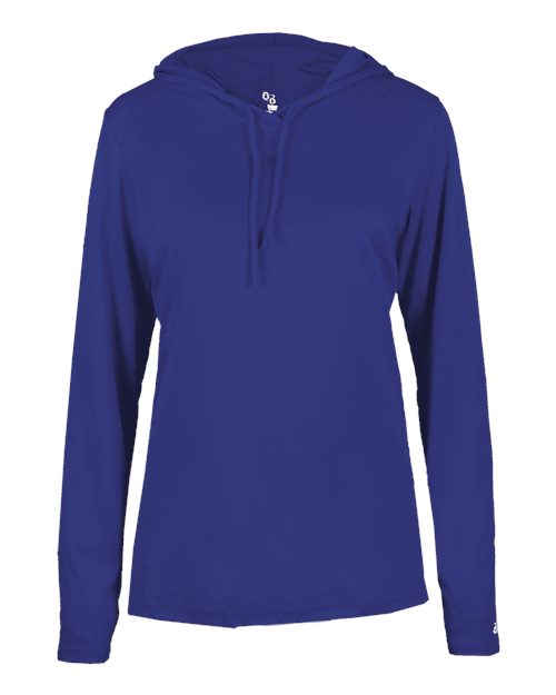 Badger 4165 Women's B-Core Hooded Long Sleeve T-Shirt - Royal - front