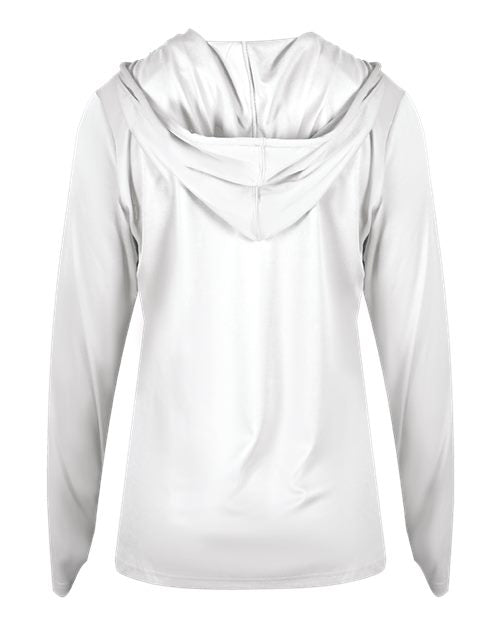 Badger 4165 Women's B-Core Hooded Long Sleeve T-Shirt - White - back