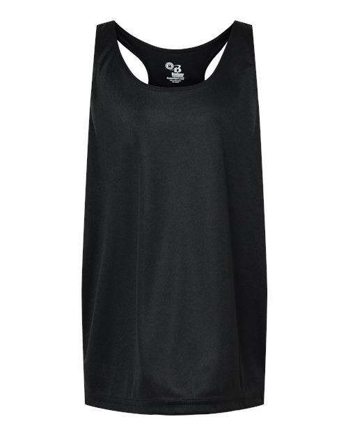 Badger 2166 Girls’ B-Core Racerback Tank Top - Black - front