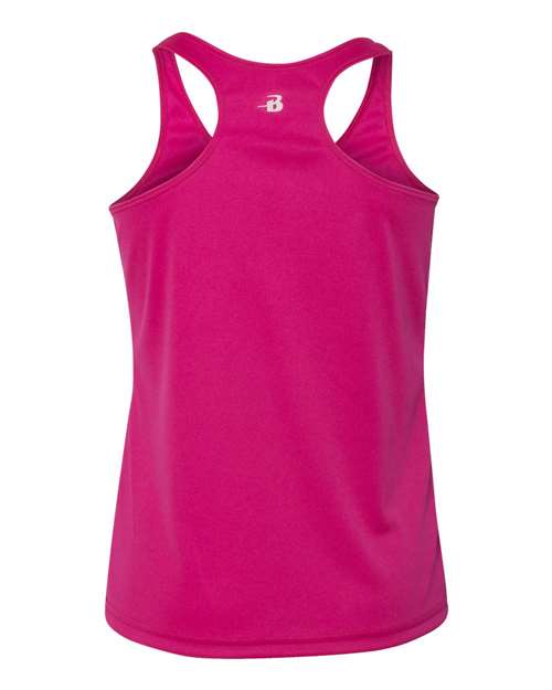 Badger 2166 Girls’ B-Core Racerback Tank Top - Hot Pink - back