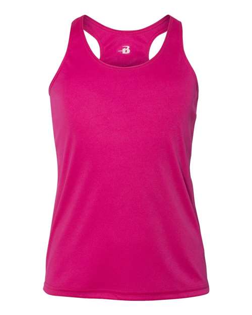 Badger 2166 Girls’ B-Core Racerback Tank Top - Hot Pink - front
