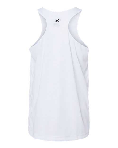 Badger 2166 Girls’ B-Core Racerback Tank Top - White - back