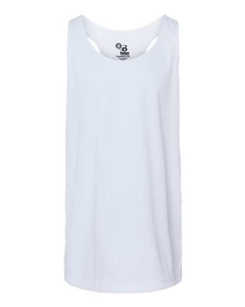 Badger 2166 Girls’ B-Core Racerback Tank Top - White - front