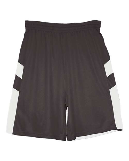 Alleson Athletic 2266 Youth B-Pivot Reverisble Shorts - Graphite/ White - front