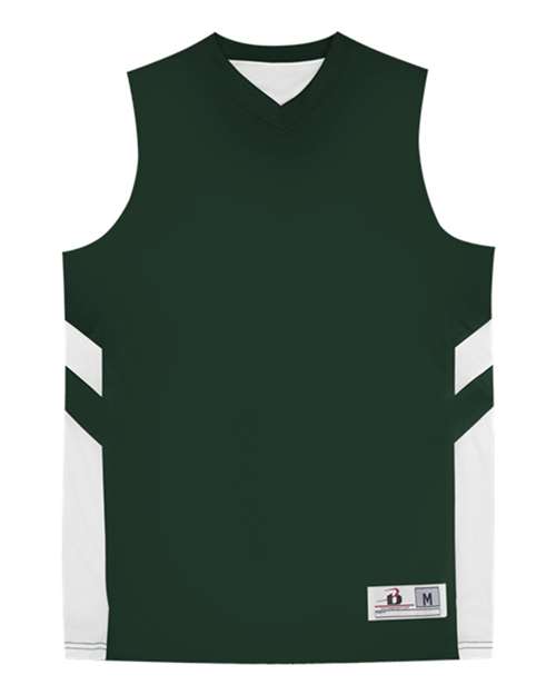 Badger 2566 Youth B-Pivot Rev. Tank Top - Forest/ White - front