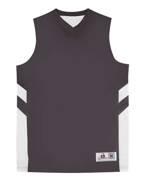 Badger 2566 Youth B-Pivot Rev. Tank Top - Graphite/ White - front