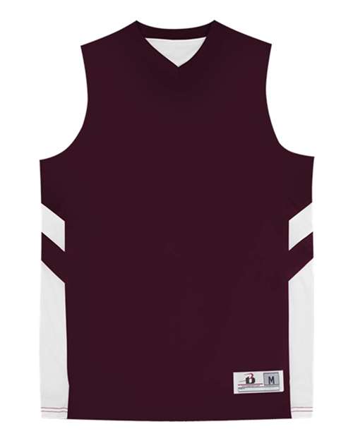 Badger 2566 Youth B-Pivot Rev. Tank Top - Maroon/ White - front