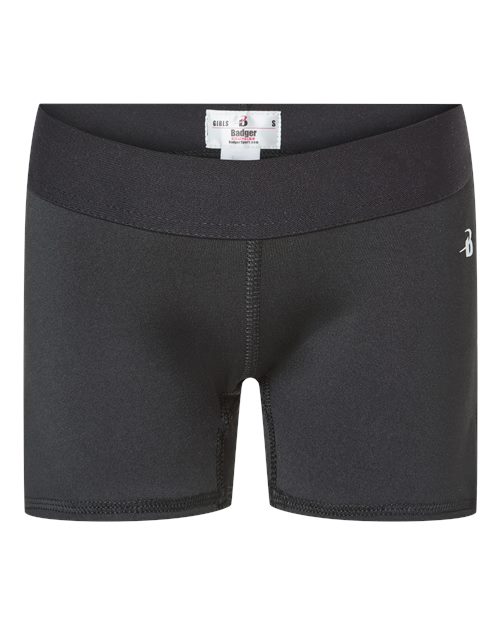 Badger 2629 Girls' Pro-Compression Shorts - Black - front