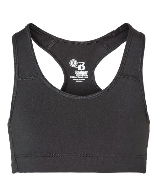 Badger 2636 Girls' B-Sport Bra Top - Black - front