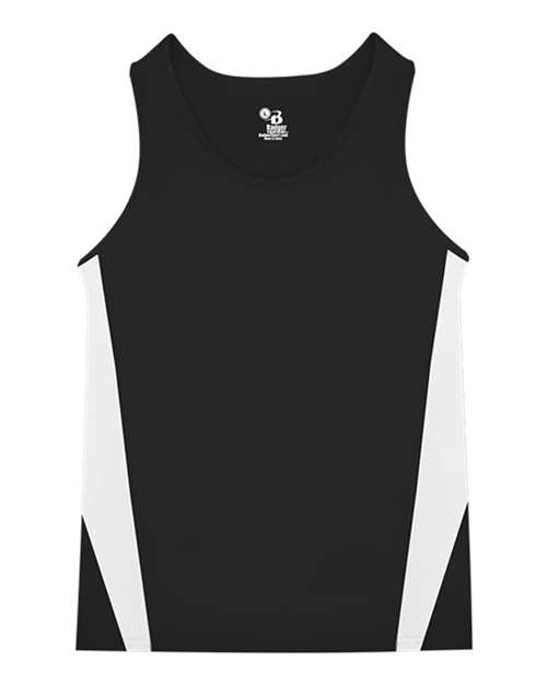 Alleson Athletic 2667 Youth Stride Singlet - Black/ White - front