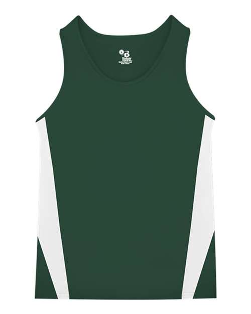 Alleson Athletic 2667 Youth Stride Singlet - Forest/ White - front