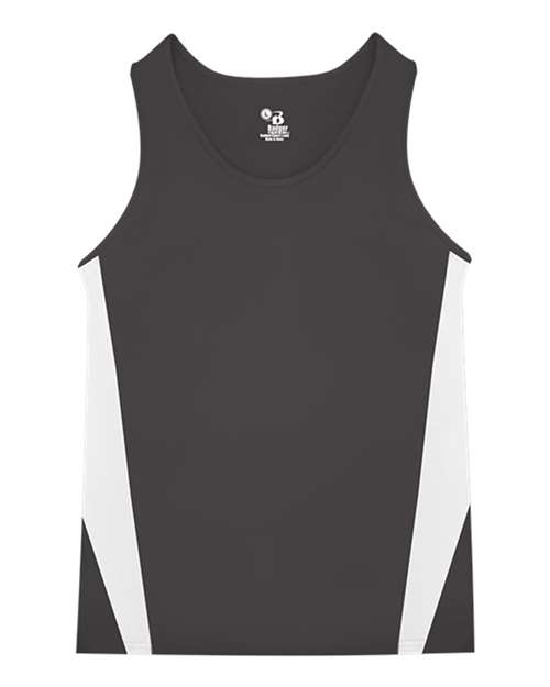 Alleson Athletic 2667 Youth Stride Singlet - Graphite/ White - front