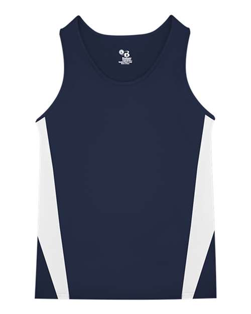 Alleson Athletic 2667 Youth Stride Singlet - Navy/ White - front