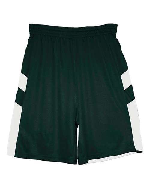 Alleson Athletic 7266 Men's B-Pivot Rev. Shorts - Forest/ White - front
