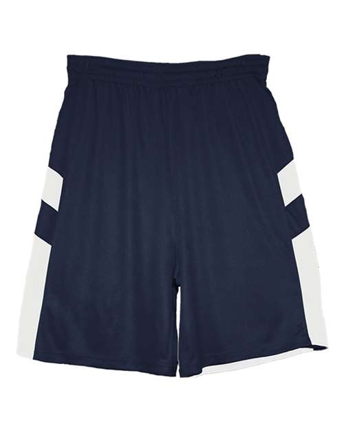 Alleson Athletic 7266 Men's B-Pivot Rev. Shorts - Navy/ White - front