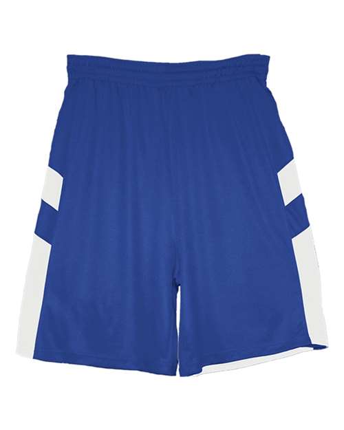 Alleson Athletic 7266 Men's B-Pivot Rev. Shorts - Royal/ White - front