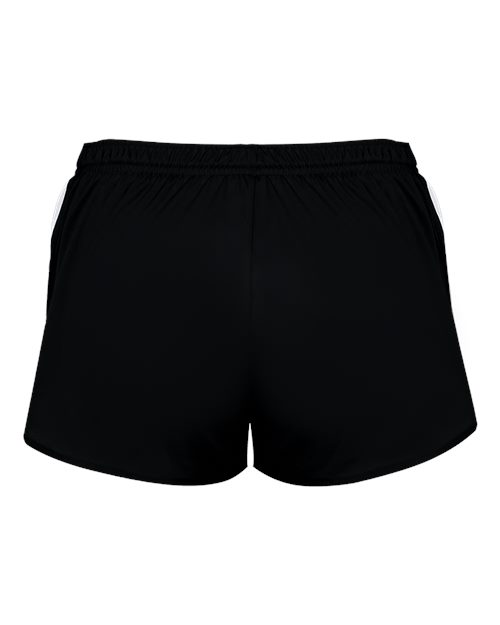 Alleson Athletic 7274 Women's Stride Shorts - Black/ White - back