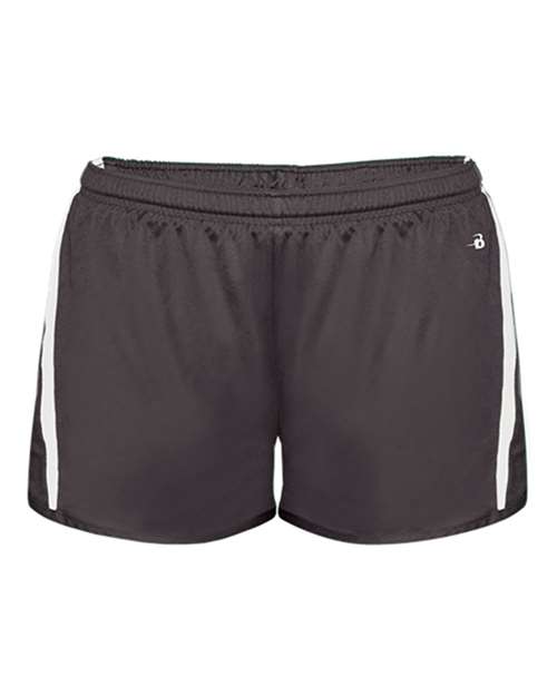 Alleson Athletic 7274 Women's Stride Shorts - Graphite/ White - front