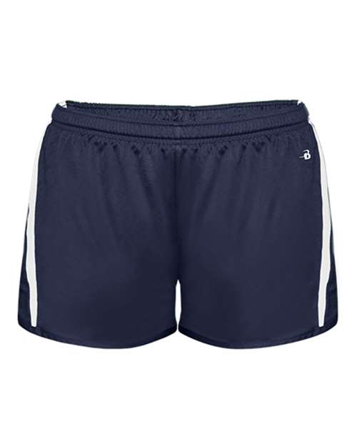 Alleson Athletic 7274 Women's Stride Shorts - Navy/ White - front