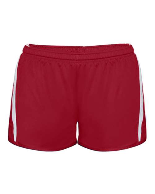 Alleson Athletic 7274 Women's Stride Shorts - Red/ White - front
