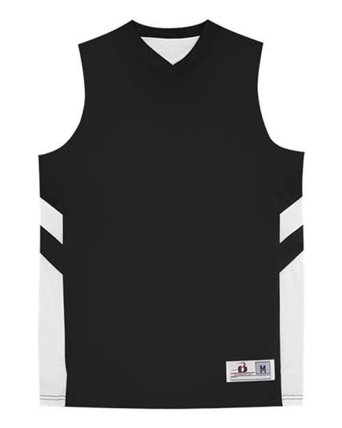 Alleson Athletic 8566 Men's B-Pivot Rev Tank Top - Black/ White - front