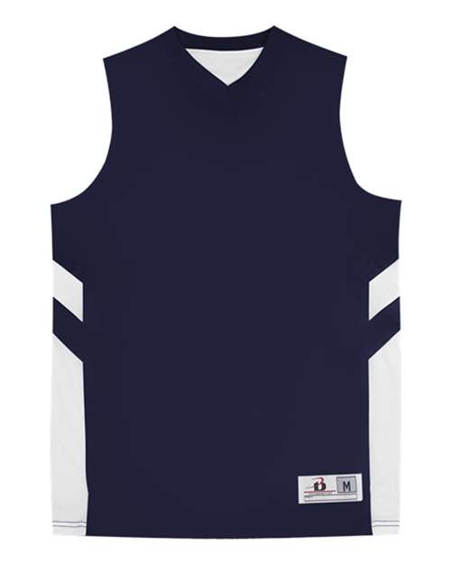 Alleson Athletic 8566 Men's B-Pivot Rev Tank Top - Navy/ White - front