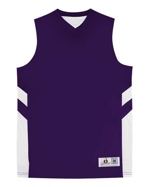 Alleson Athletic 8566 Men's B-Pivot Rev Tank Top - Purple/ White - front