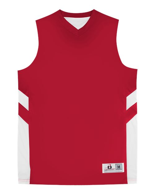 Alleson Athletic 8566 Men's B-Pivot Rev Tank Top - Red/ White - front