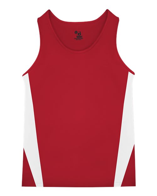 Alleson Athletic 8667 Men's Stride Singlet - Red/ White - front