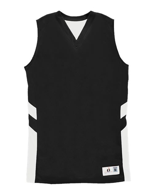 Alleson Athletic 8966 Women's B-Pivot Reversible Tank Top - Black/ White - front