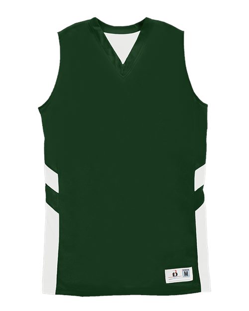 Alleson Athletic 8966 Women's B-Pivot Reversible Tank Top - Forest/ White - front