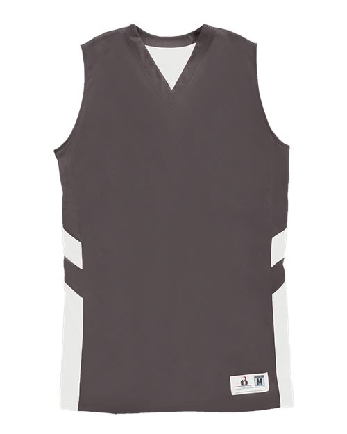 Alleson Athletic 8966 Women's B-Pivot Reversible Tank Top - Graphite/ White - front