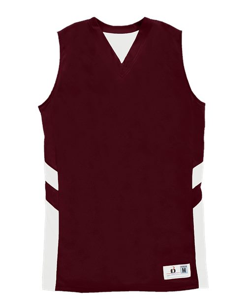 Alleson Athletic 8966 Women's B-Pivot Reversible Tank Top - Maroon/ White - front