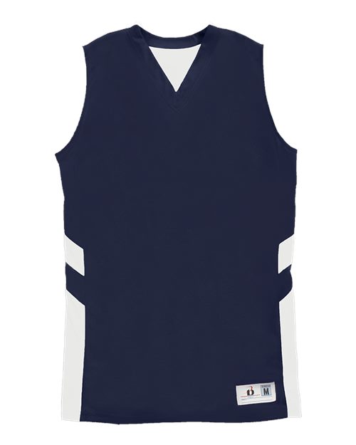 Alleson Athletic 8966 Women's B-Pivot Reversible Tank Top - Navy/ White - front