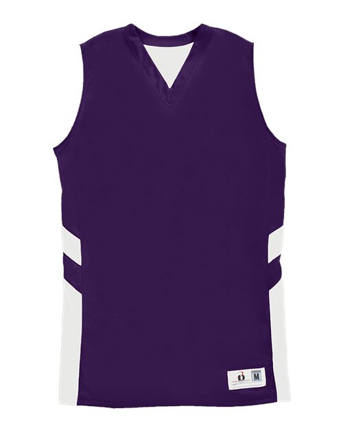 Alleson Athletic 8966 Women's B-Pivot Reversible Tank Top - Purple/ White - front