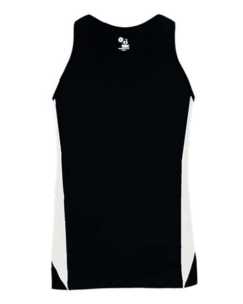 Alleson Athletic 8967 Women's Stride Singlet - Black/ White - front