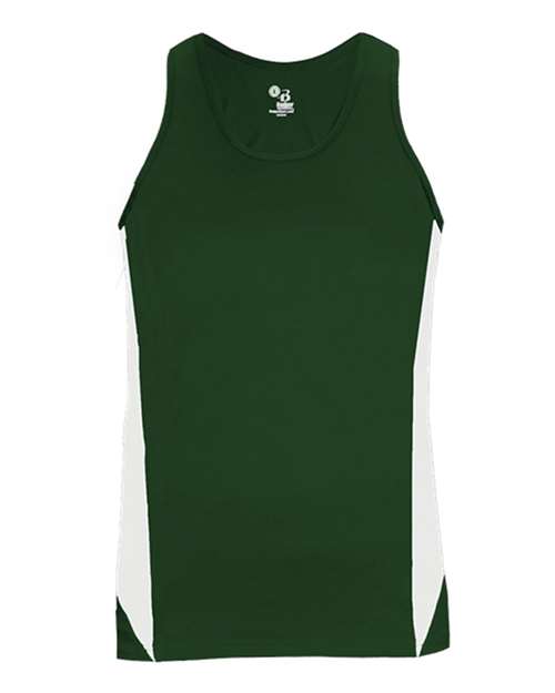 Alleson Athletic 8967 Women's Stride Singlet - Forest/ White - front