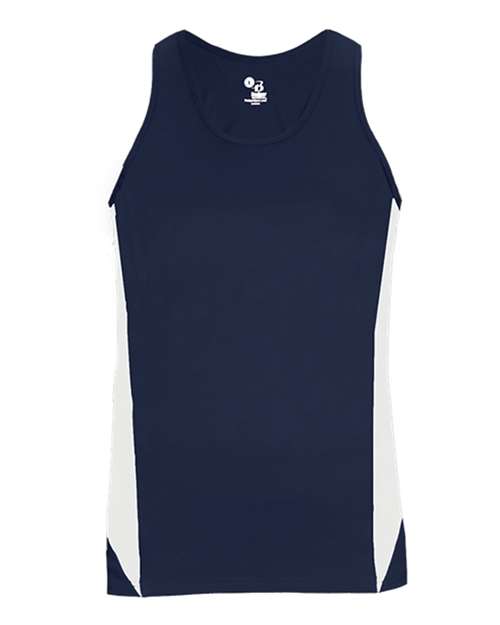 Alleson Athletic 8967 Women's Stride Singlet - Navy/ White - front
