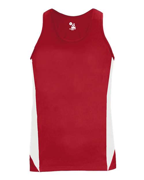 Alleson Athletic 8967 Women's Stride Singlet - Red/ White - front